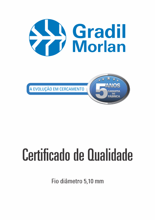 Certificado de Qualidade Gradil Morlan Fio 5,10 mm